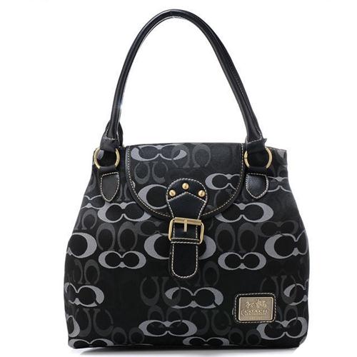 Coach Buckle In Signature Medium Black Satchels BNV | Coach Outlet Canada - Click Image to Close